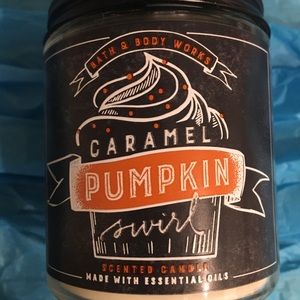 Bath and Body works Carmel Pumpkin swirl candle.